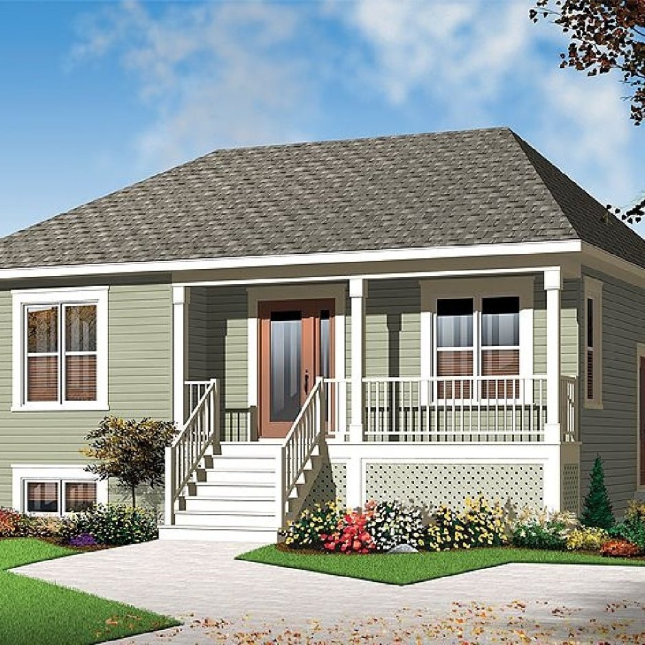 Одноэтажный домик с высоким цоколем