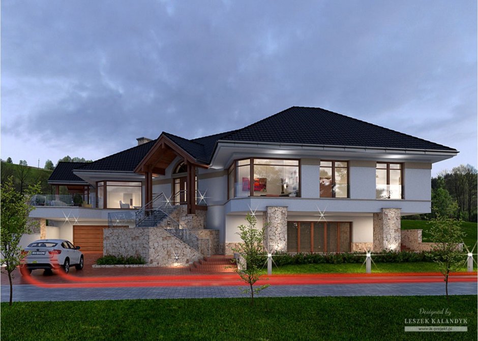 Одноэтажный дом с цокольным этажом