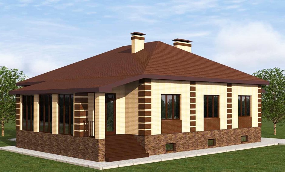 Одноэтажный кирпичный дом 90 кв м