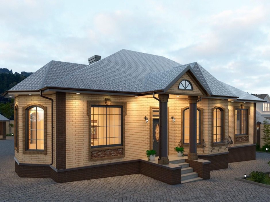 Одноэтажные коттеджи с высоким цоколем