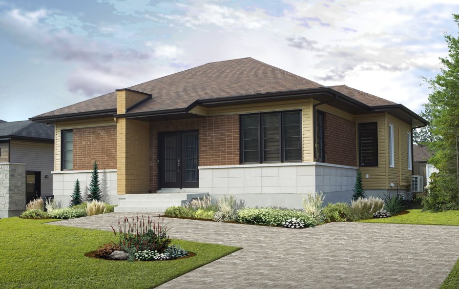 Одноэтажный дом с цоколем