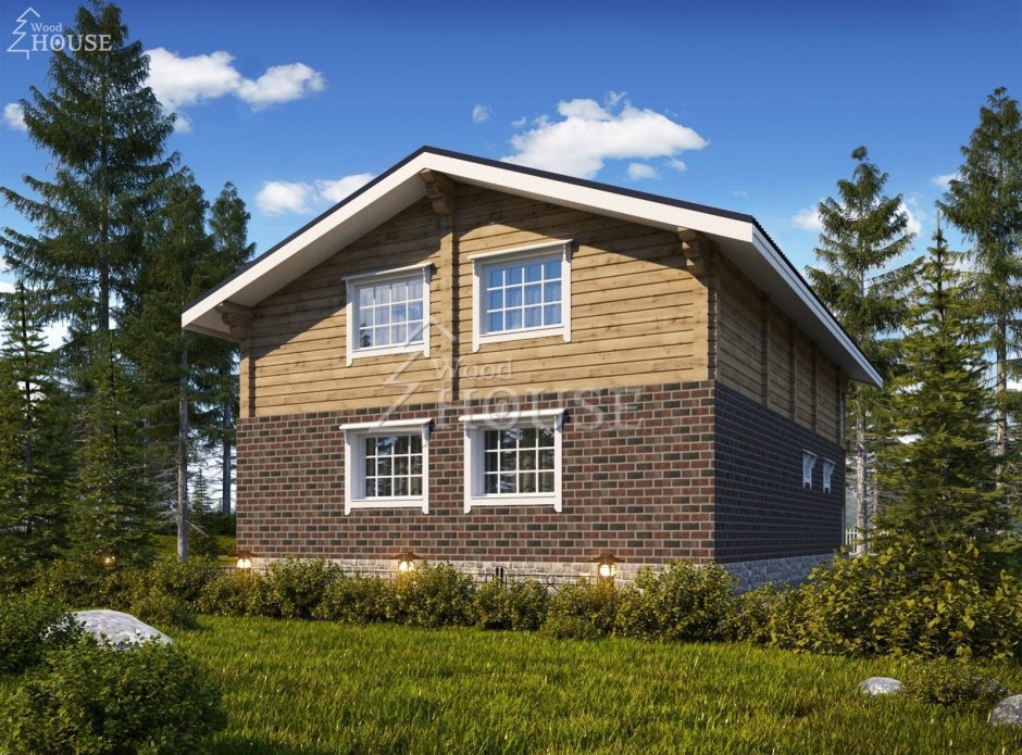 Дом комбинированный кирпич дерево