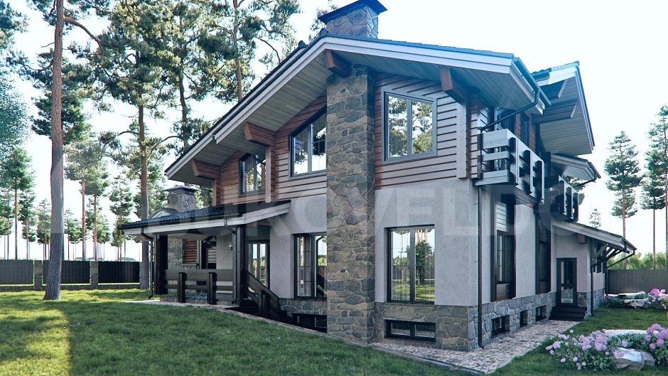 Комбинированная отделка фасада