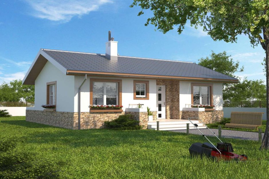 Дом 8 на 10 одноэтажный с двухскатной крышей