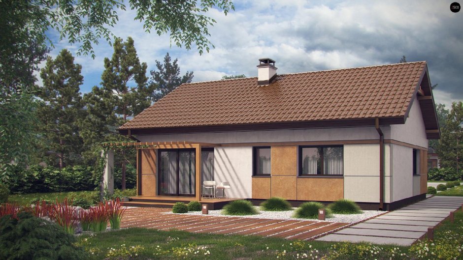 Одноэтажный дом из газобетона 80 кв