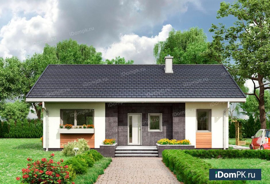 Дом 100 м2 с двускатной крышей