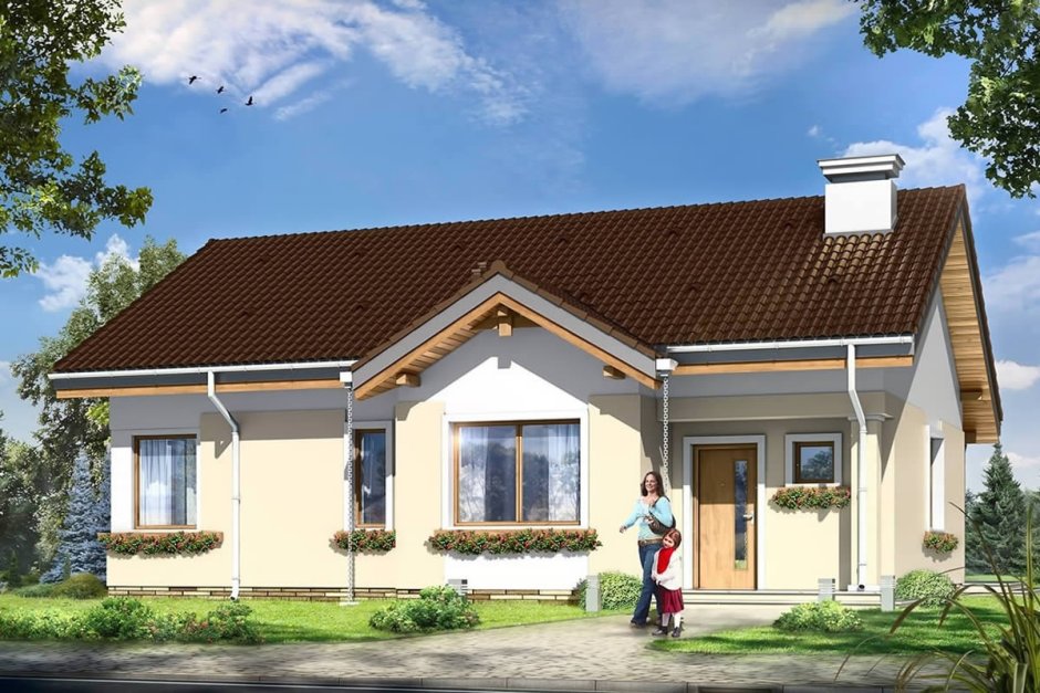 Фасады одноэтажных домов из газобетона