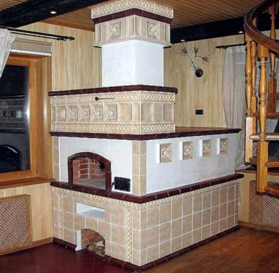 Русская печь отделанная плиткой
