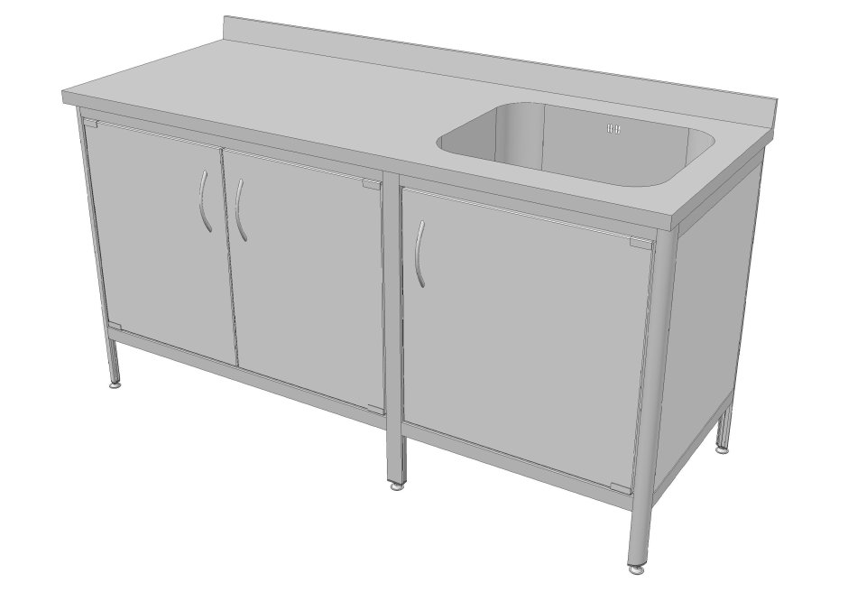 Тумба медицинская с двойной мойкой и полкой МТ-2нд