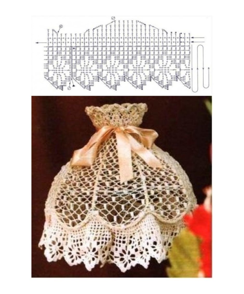 Абажур крючком для настольной лампы