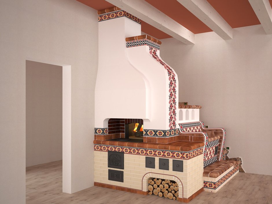 Печь с лежанкой изразцовой