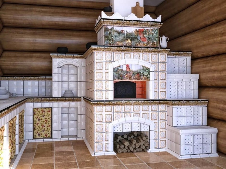 Печь с лежанкой изразцовой