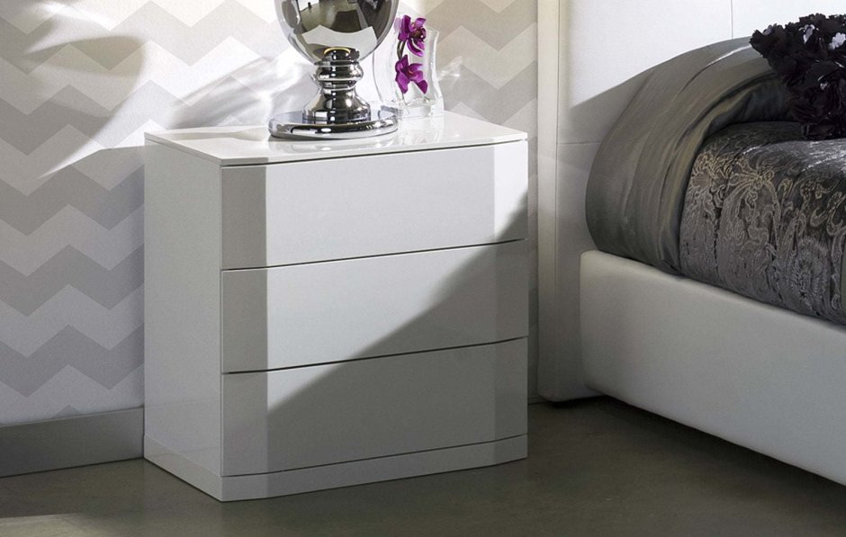 Тумба прикроватная белый глянец