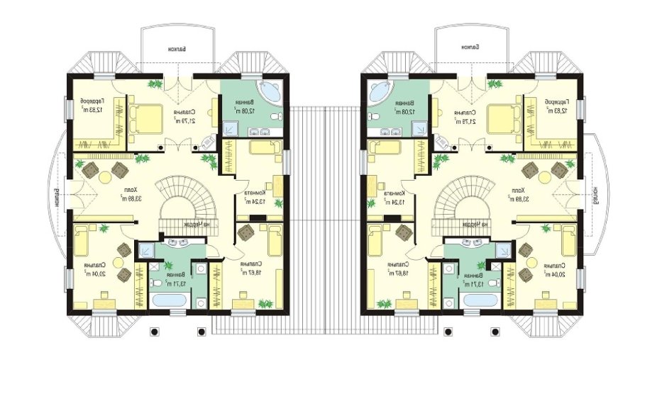 Дуплекс 200 м планировка