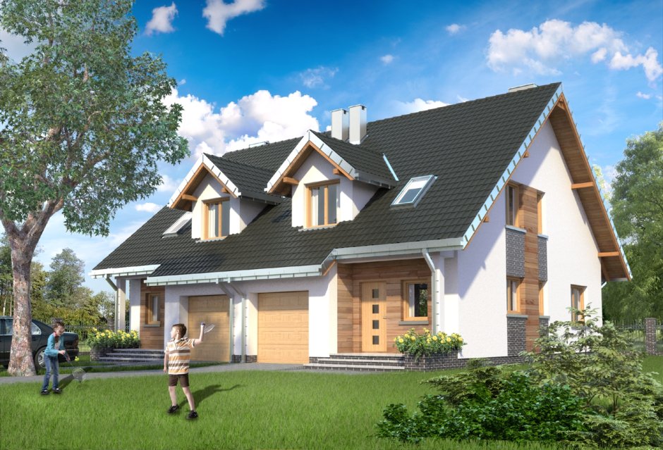 Дом на две семьи с мансардой