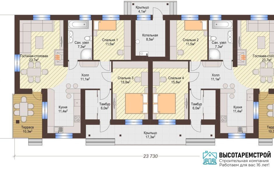 Планировка дуплекс 160 м2