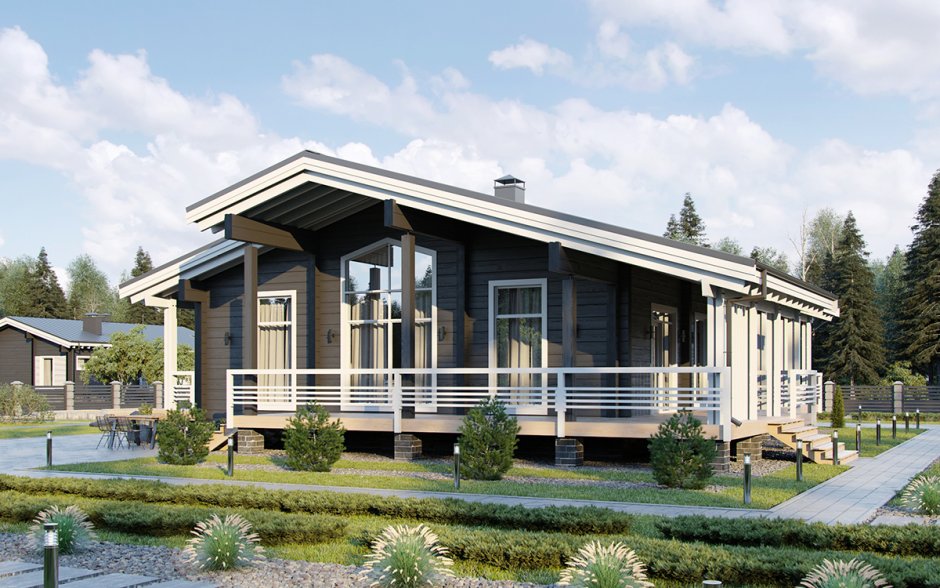 Дома из клееного бруса 150м2 Скандинавский