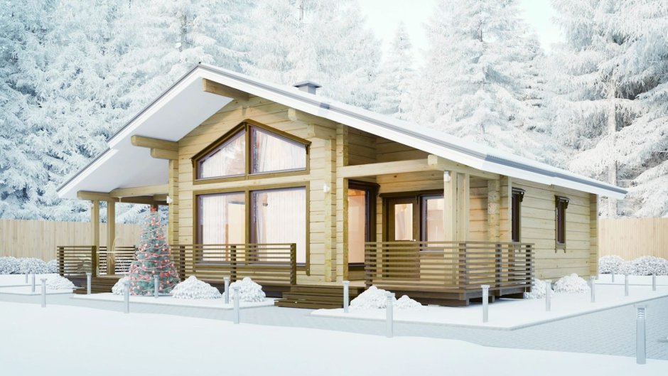 Дом 80 м2 одноэтажный из клееного бруса Шале