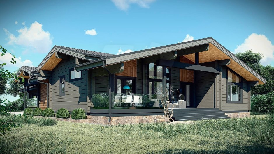 Дом Шале из клееного бруса 100кв