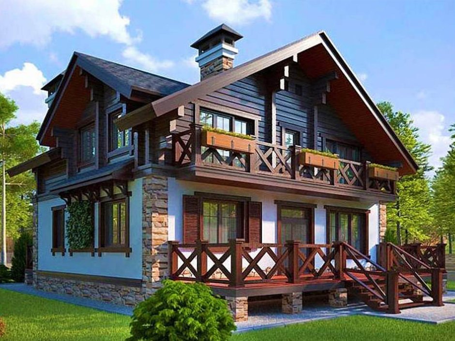 Фахверк в стиле Шале