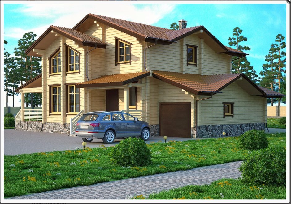 Дом из бруса с гаражом