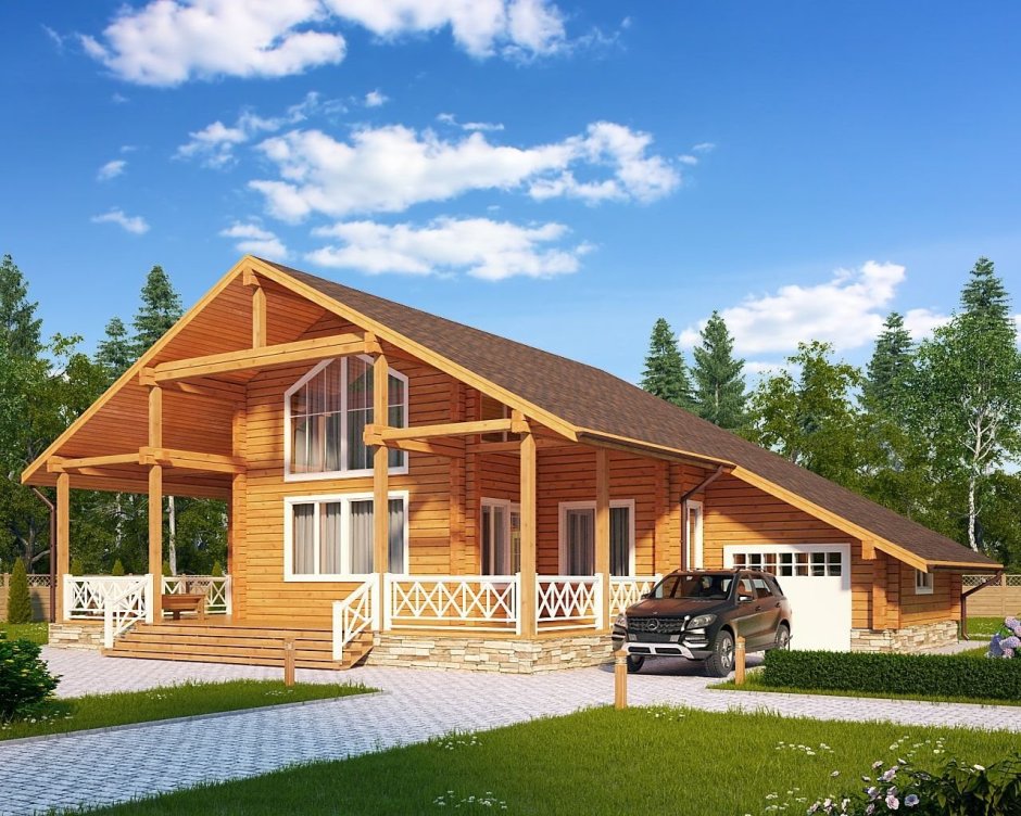 Дом из бруса с гаражом
