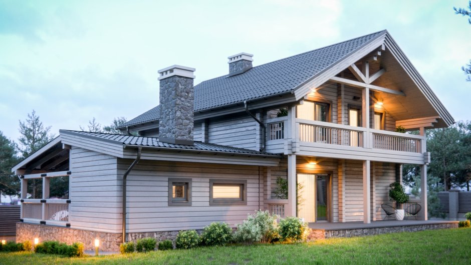 Экстерьер дома из клееного бруса