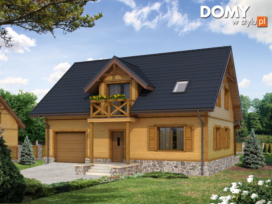 Деревянный дом с гаражом