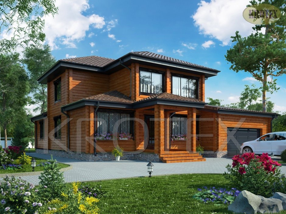 Дом из клееного бруса с гаражом
