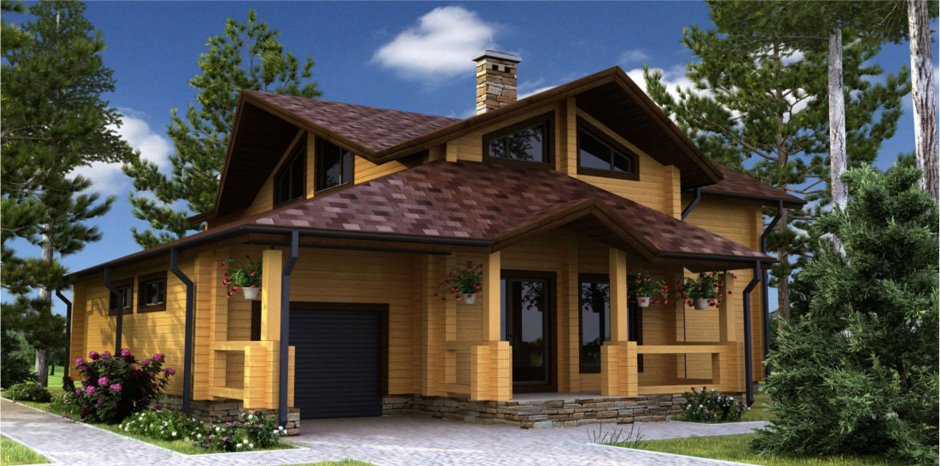 Дом из бруса с гаражом