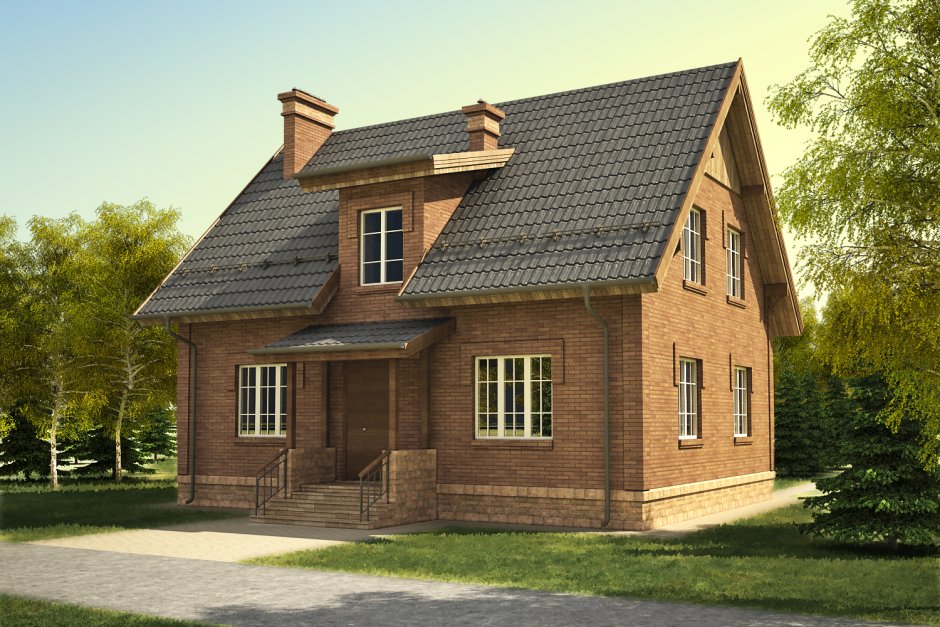 Дом с мансардой из кирпича