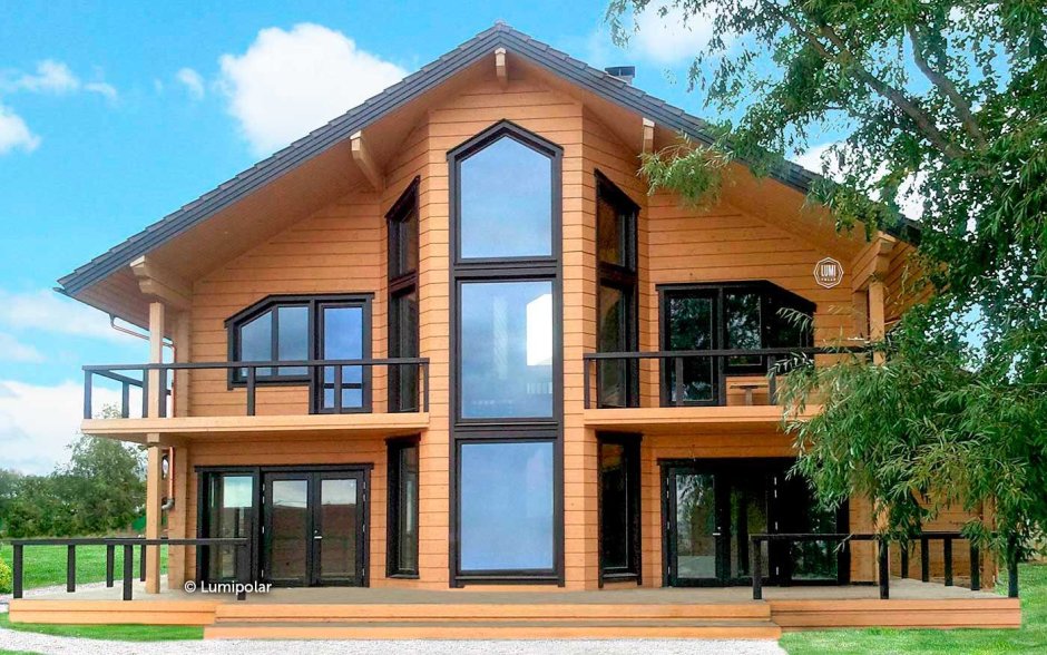 Дом с панорамными окнами двухэтажный