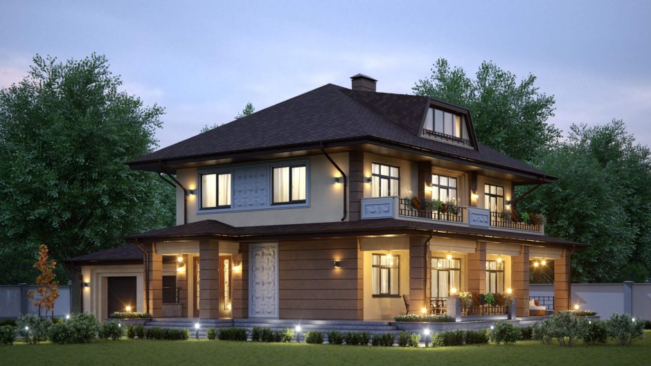 Трехэтажный дом с террасой