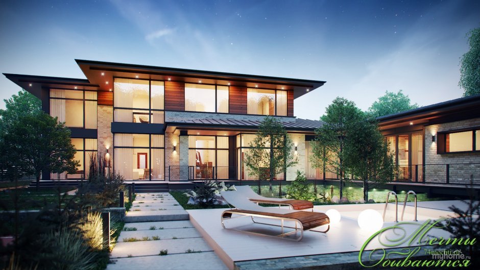 Дом с панорамными окнами двухэтажный