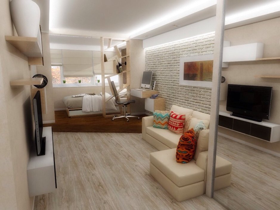 Интерьер однокомнатной квартиры хрущевки