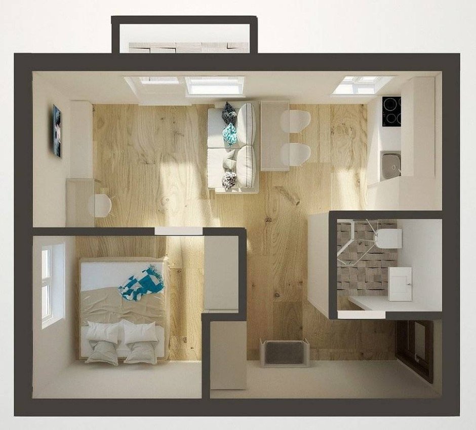 Планировка однушки студии 30 м кв