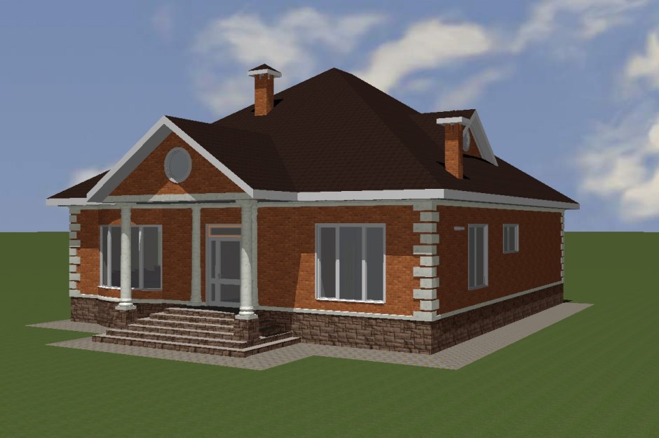 Дом одноэтажный 3д