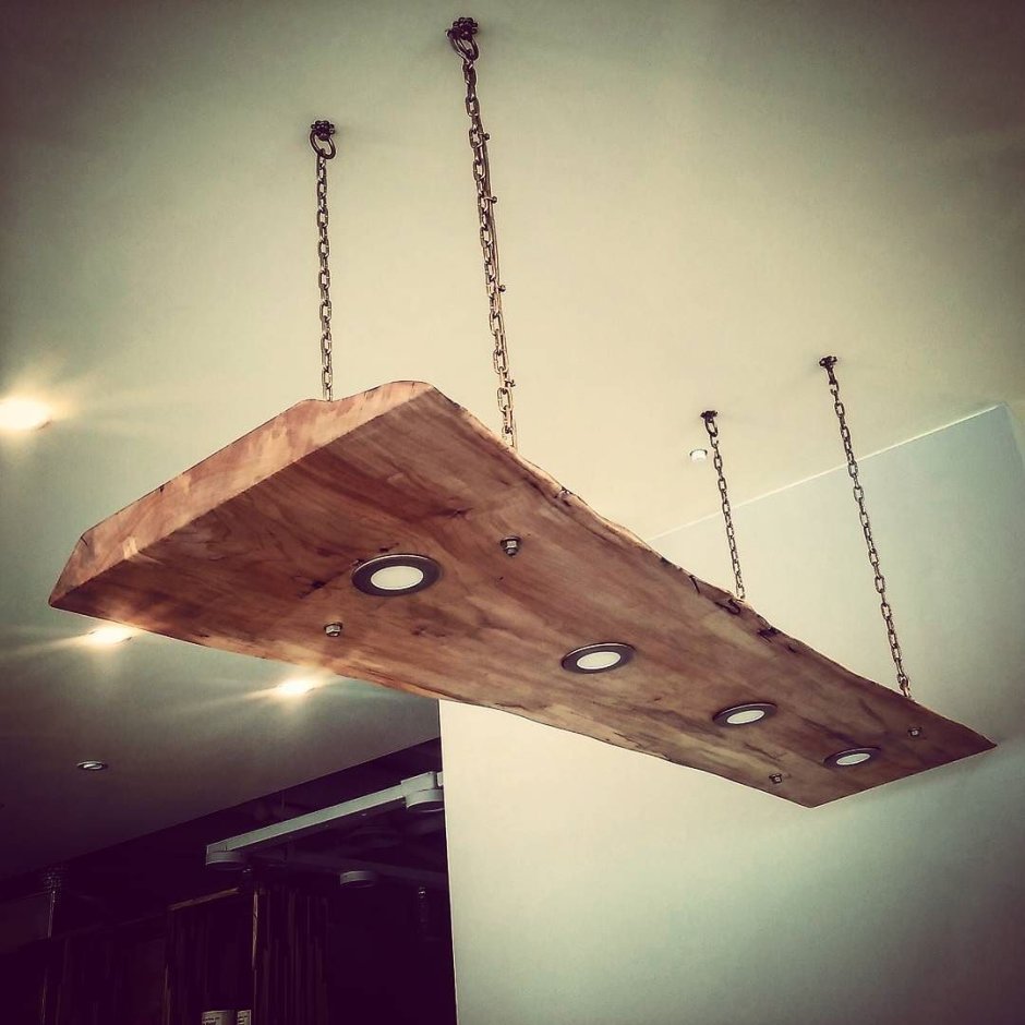 Светильник в стиле лофт из дерева