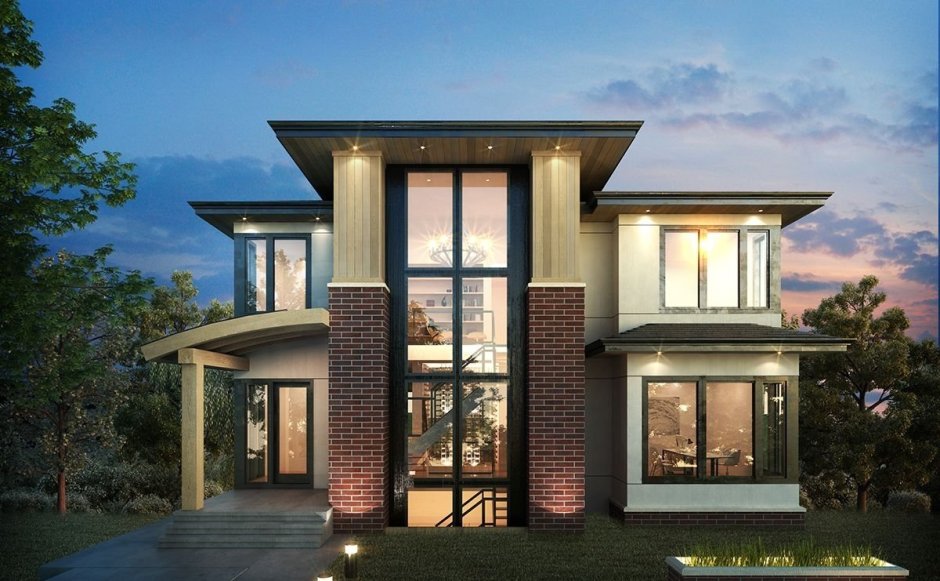 Дом с большими панорамными окнами