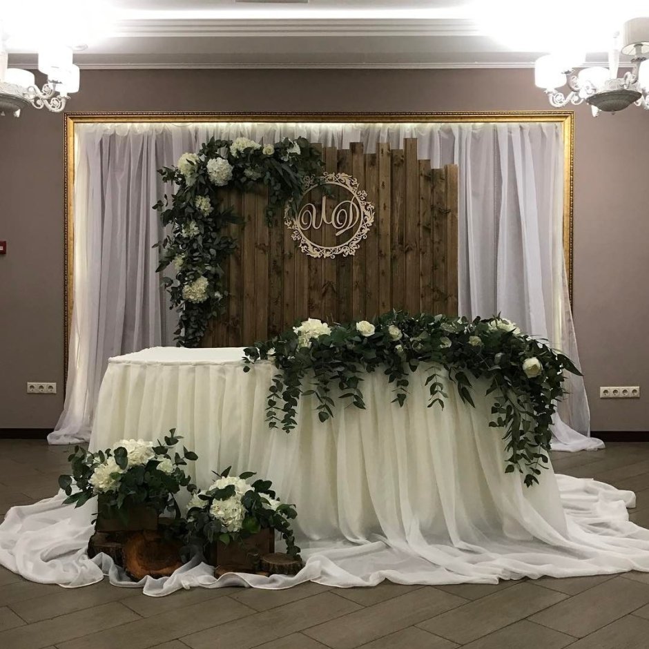 Свадебный стол жениха и невесты шикарное оформление