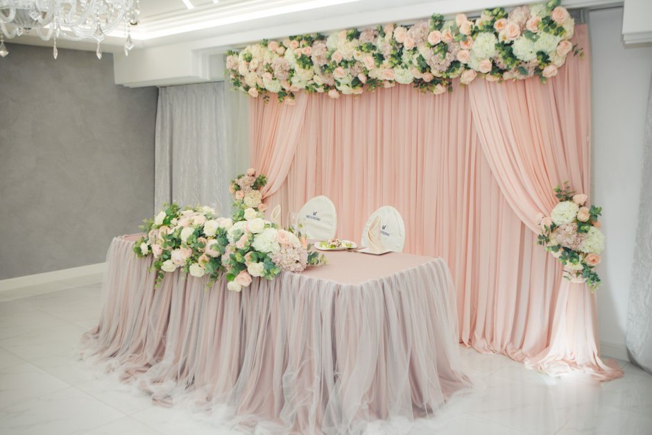 Украшение свадебного стола жениха и невесты