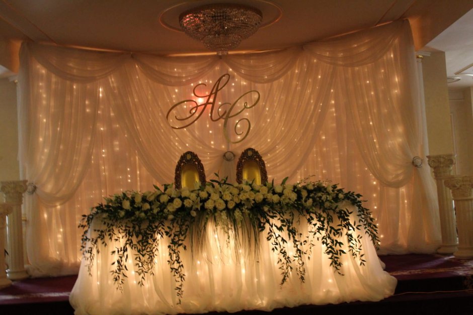 Декор стола жениха и невесты