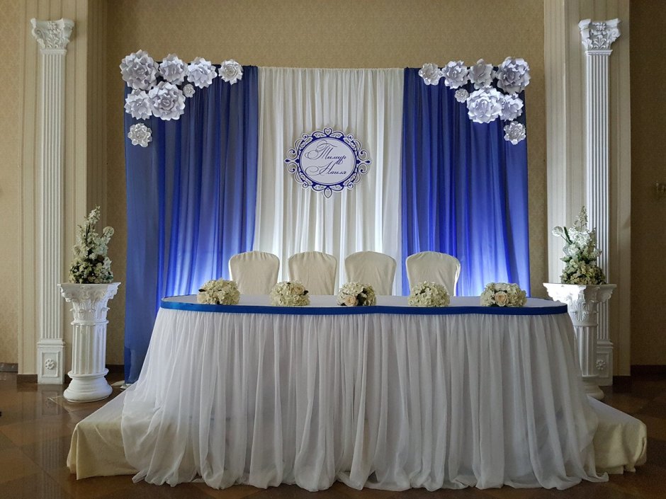 Украшение свадебного стола жениха и невесты