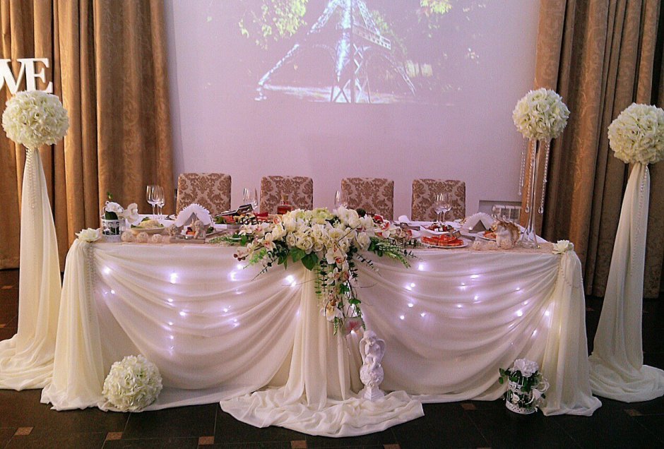 Свадебные украшения для зала в светлых тонах