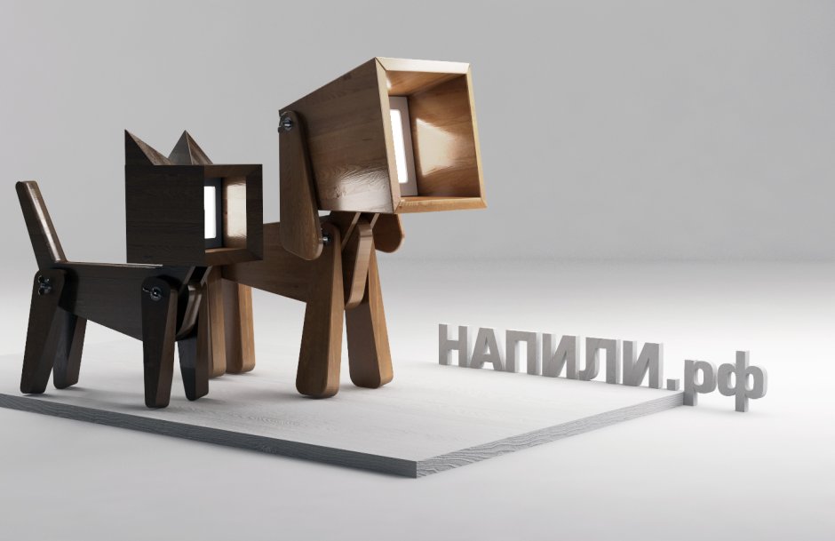 Подставка для телефона из дерева собака