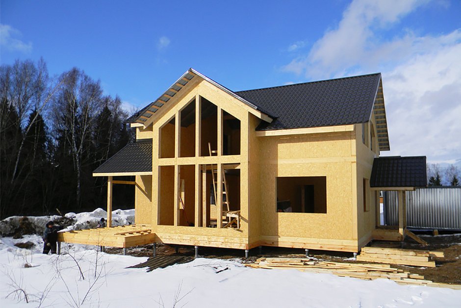 Каркасный дом стройка
