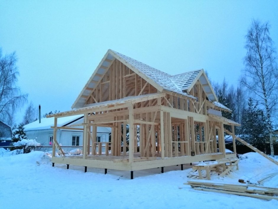 Каркасный дом стройка
