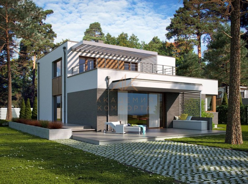 Коттедж с плоской крышей