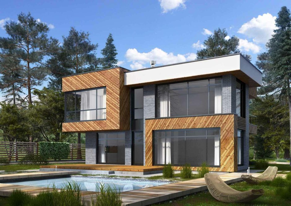 Дом с плоской крышей монолит 170 м