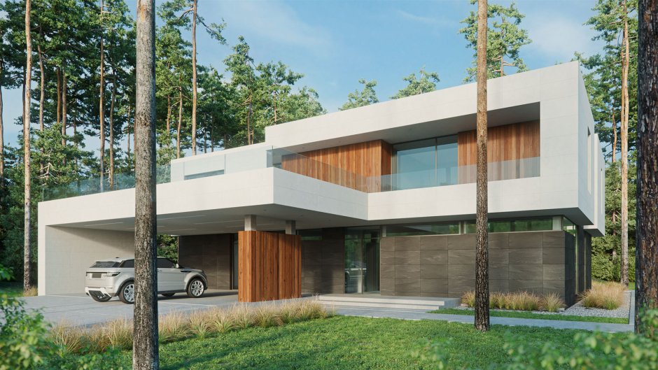 Коттедж с плоской крышей